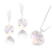 Art.No.lamsh62281814skvd015- Сребърен комплект колие 18мм с обици 14мм Сърца light amethyst sh от  