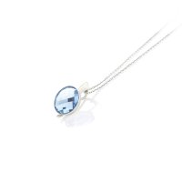 Art.No.aq203510vsfzd025- Сребърно колие с австрийски кристал Кръг aquamarine от 