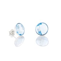 Art.No.aq203510ovs- Сребърни обици винт Кръг aquamarine от 