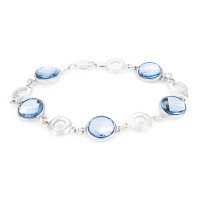 Art.No.aq203510grs5- Сребърна гривна с 5 елемента Кръг aquamarine от  