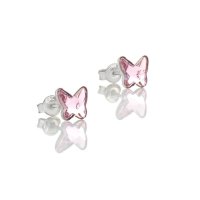 Art.No.lr28548ovs- Сребърни обици винт Пеперуда light rose от  