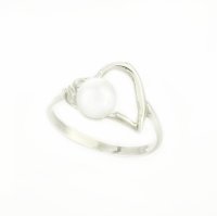 Art.No.wpearl605prs- Сребърен пръстен Сърце с перла 6мм white от  