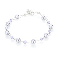 Art.No.lav6violet4gr- Преплетена перлена гривна с кристали Lavender от  