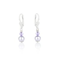 Art.No.lav6violet4dos- Висящи обици с перли и кристали сребро 925 lavender от  