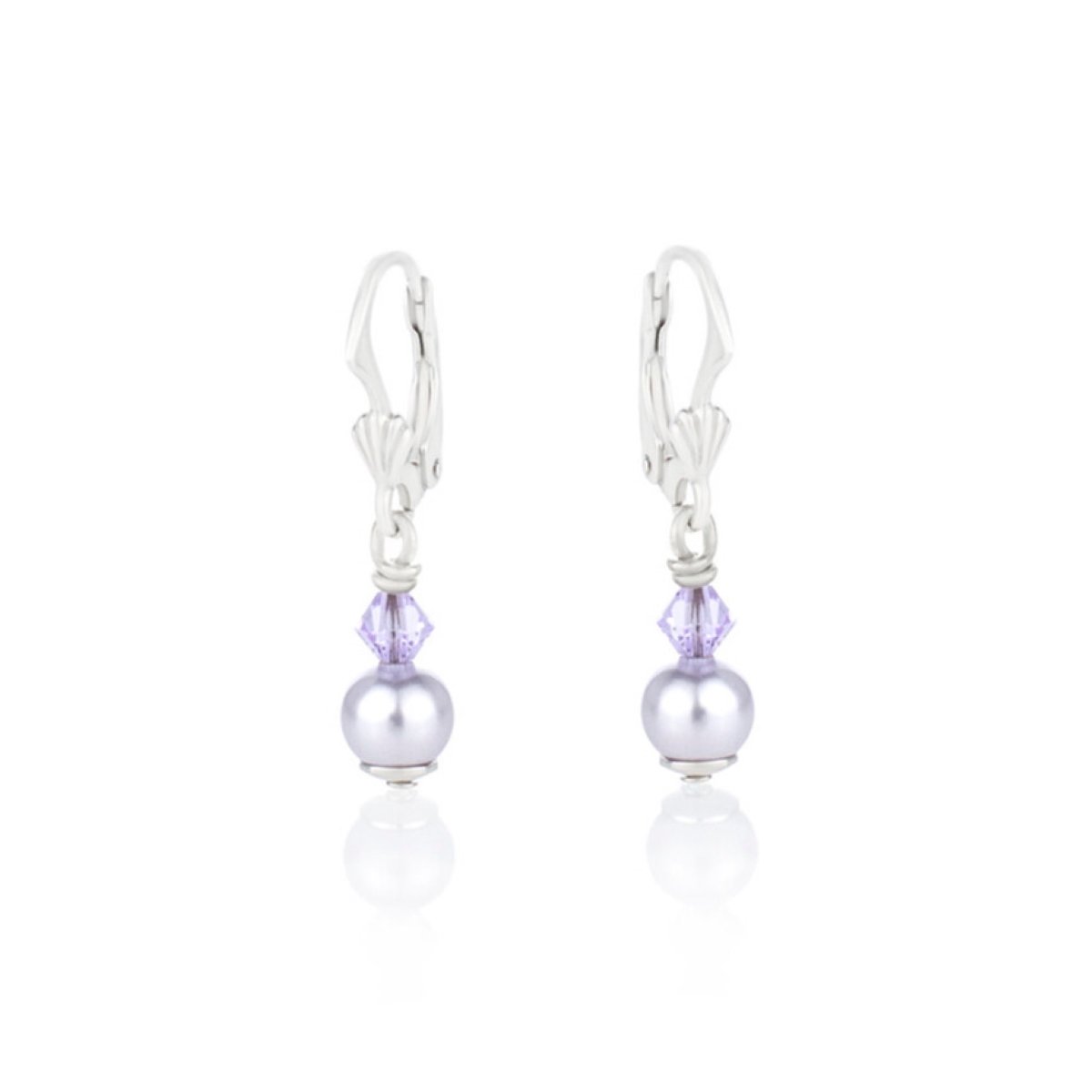 Висящи обици с перли и кристали сребро 925 lavender