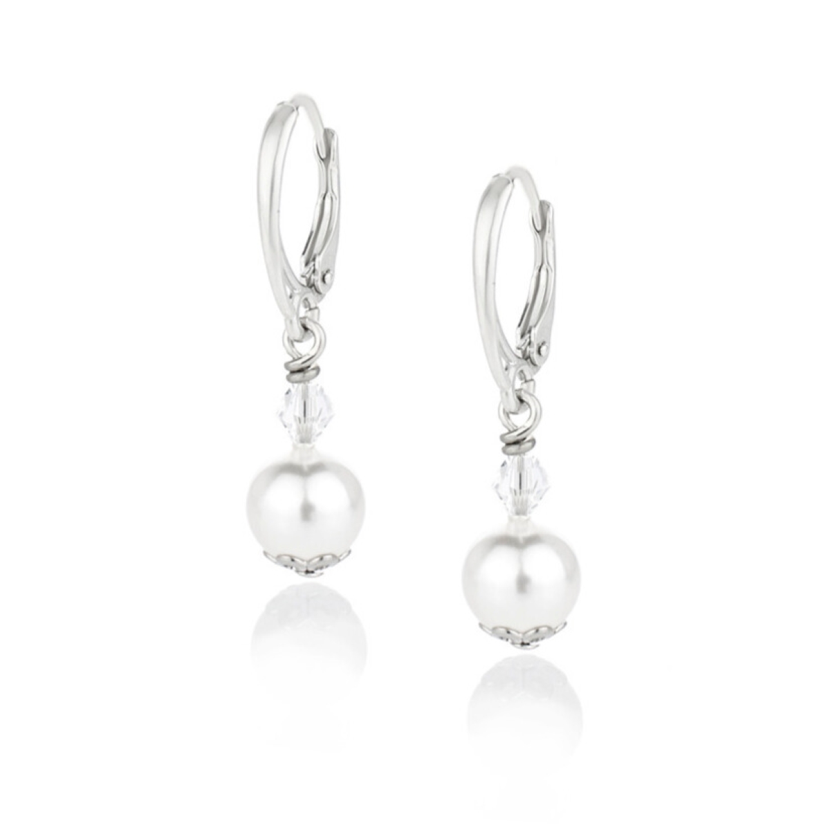 Висящи обици с перли и кристали 5810 8 white