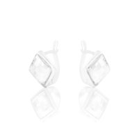 Art.No.cr24938oas- Сребърни обици с английско закопчаване Плочка crystal от  