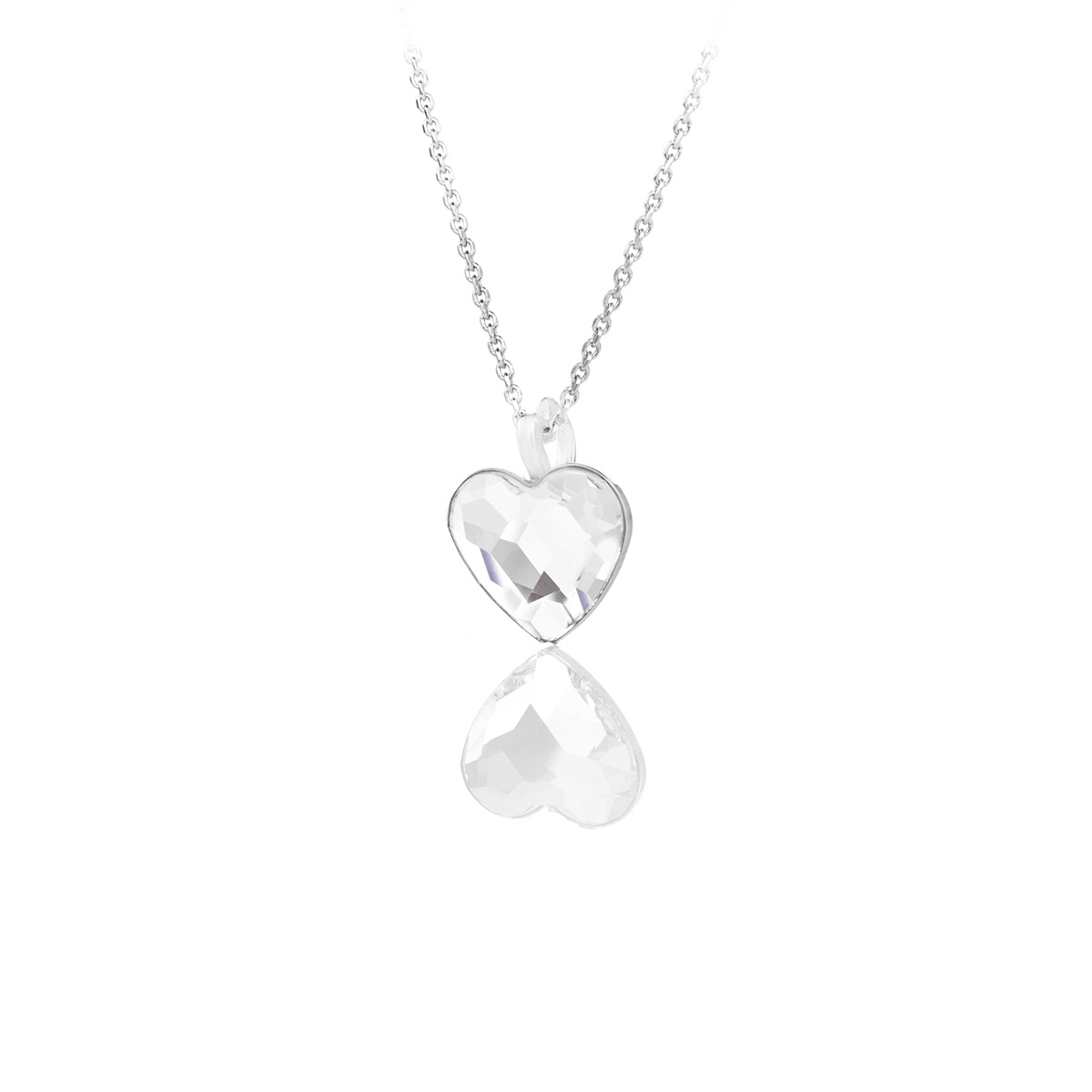 Сребърно колие Сърце 14мм crystal