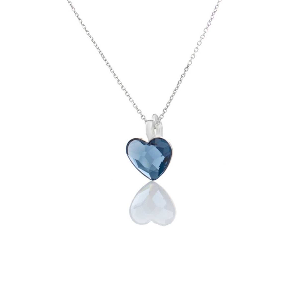 Сребърно колие Сърце 10мм denim blue