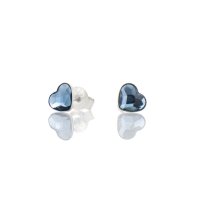 Art.No.dbl28086ovs- Сребърни обици винт Сърца 6мм denim blue от  