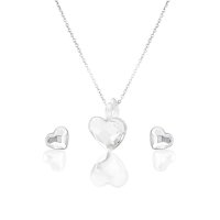 Art.No.cr2808106ovsfzd025- Сребърен комплект колие с обици винт Сърце crystal от  