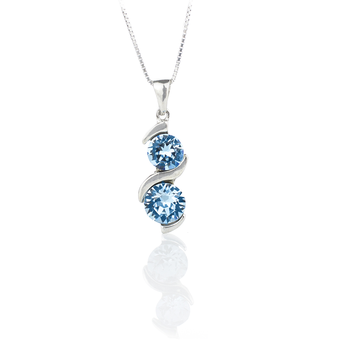 Сребърно колие с кристални детайли Ксириус aquamarine