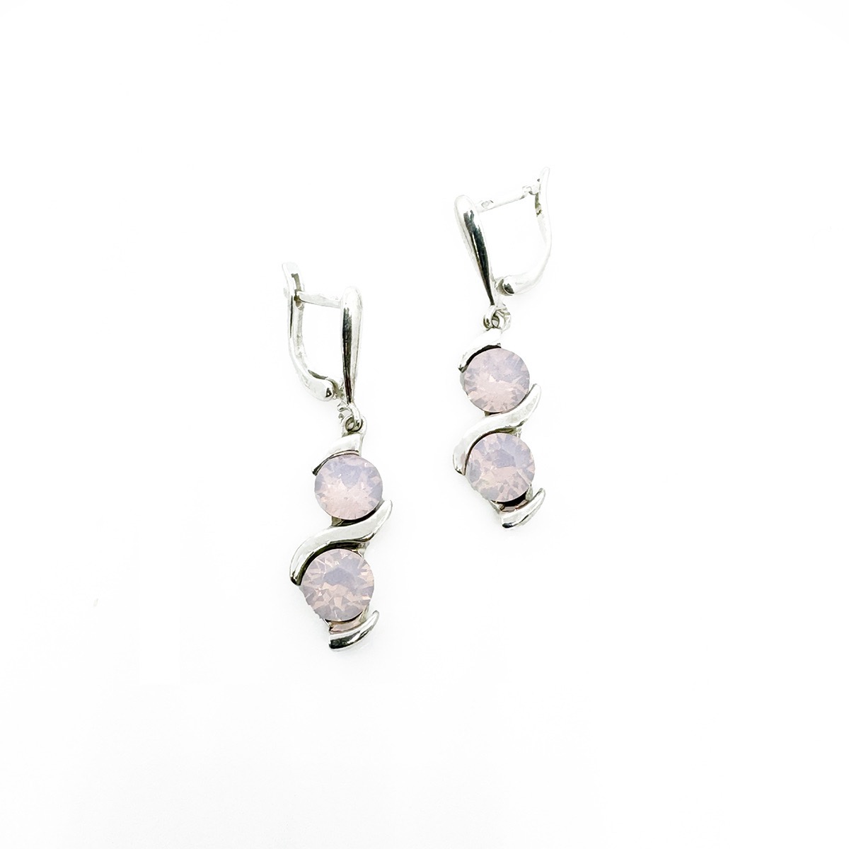 Сребърни висящи обици с кристали Ксириус rose water opal 