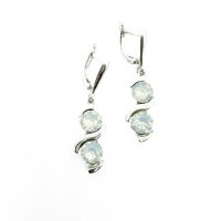 Art.No.wo108834dos- Сребърни висящи обици с кристали Ксириус white opal от  