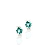 Art.No.lt108834ovs- Сребърни обици винт с австрийски кристали Ксириус light turquoise от  
