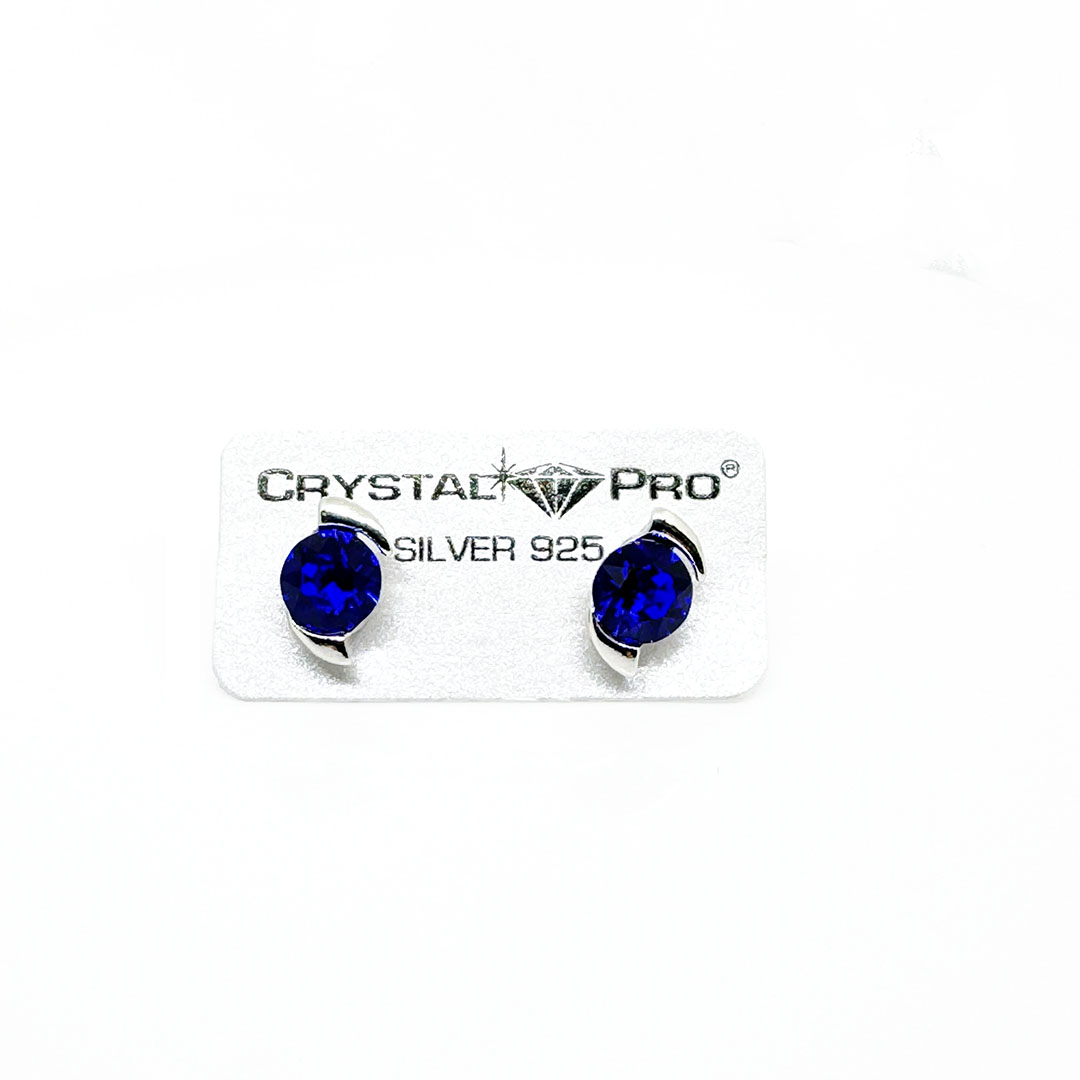 Сребърни обици винт с австрийски кристали Ксириус majestic blue