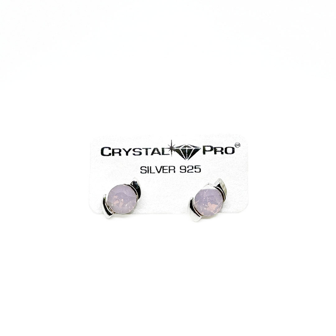 Сребърни обици винт с австрийски кристали Ксириус rose water opal 