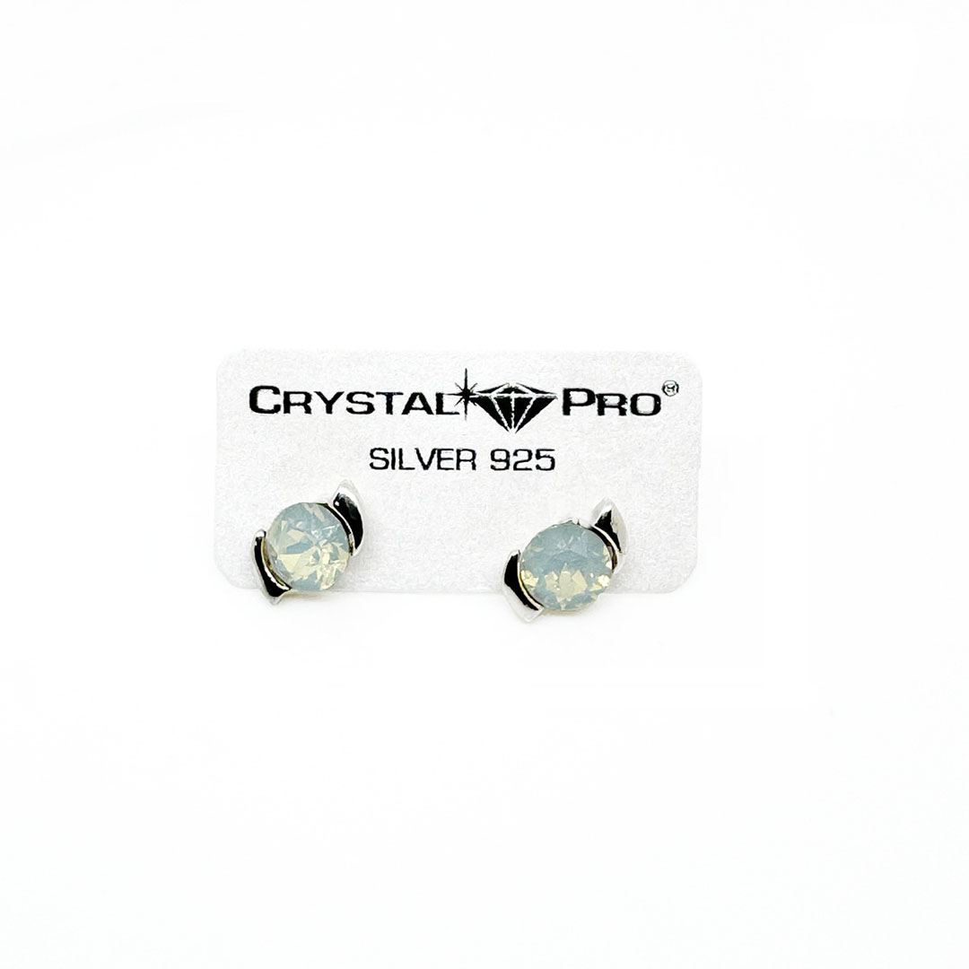 Сребърни обици винт с австрийски кристали Ксириус white opal
