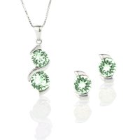 Art.No.chr10883434ovskvd015- Сребърен комплект колие с обици винт Ксириус chrysolite от  