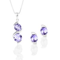 Art.No.v10883434ovskvd015- Сребърен комплект колие с обици винт Ксириус violet от  