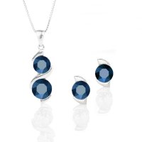 Art.No.metbl10883434ovskvd015- Сребърен комплект колие с обици винт Ксириус metallic blue от  