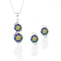 Art.No.prsh10883434ovskvd015- Сребърен комплект колие с обици винт Ксириус paradise shine от  
