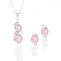 Art.No.rwo10883434ovskvd015- Сребърен комплект колие с обици винт Ксириус rose water opal от  