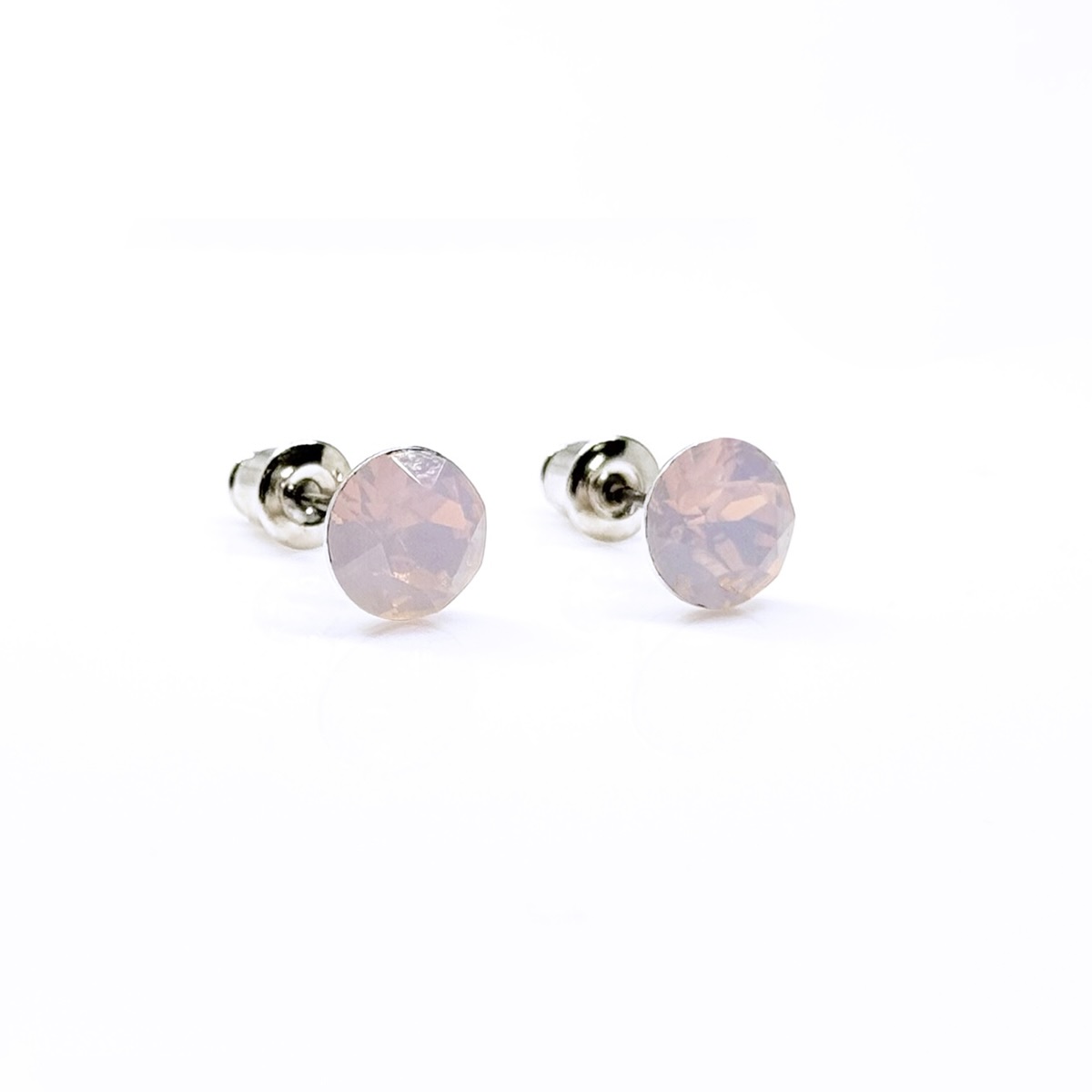 Обици винт с австрийски кристали Ксириус 7мм rose water opal