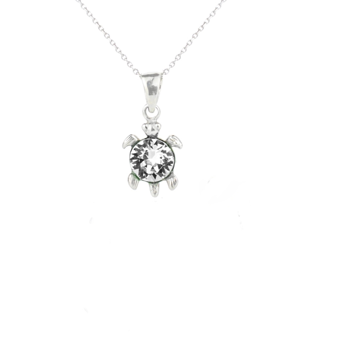 Сребърно колие Костенурка crystal