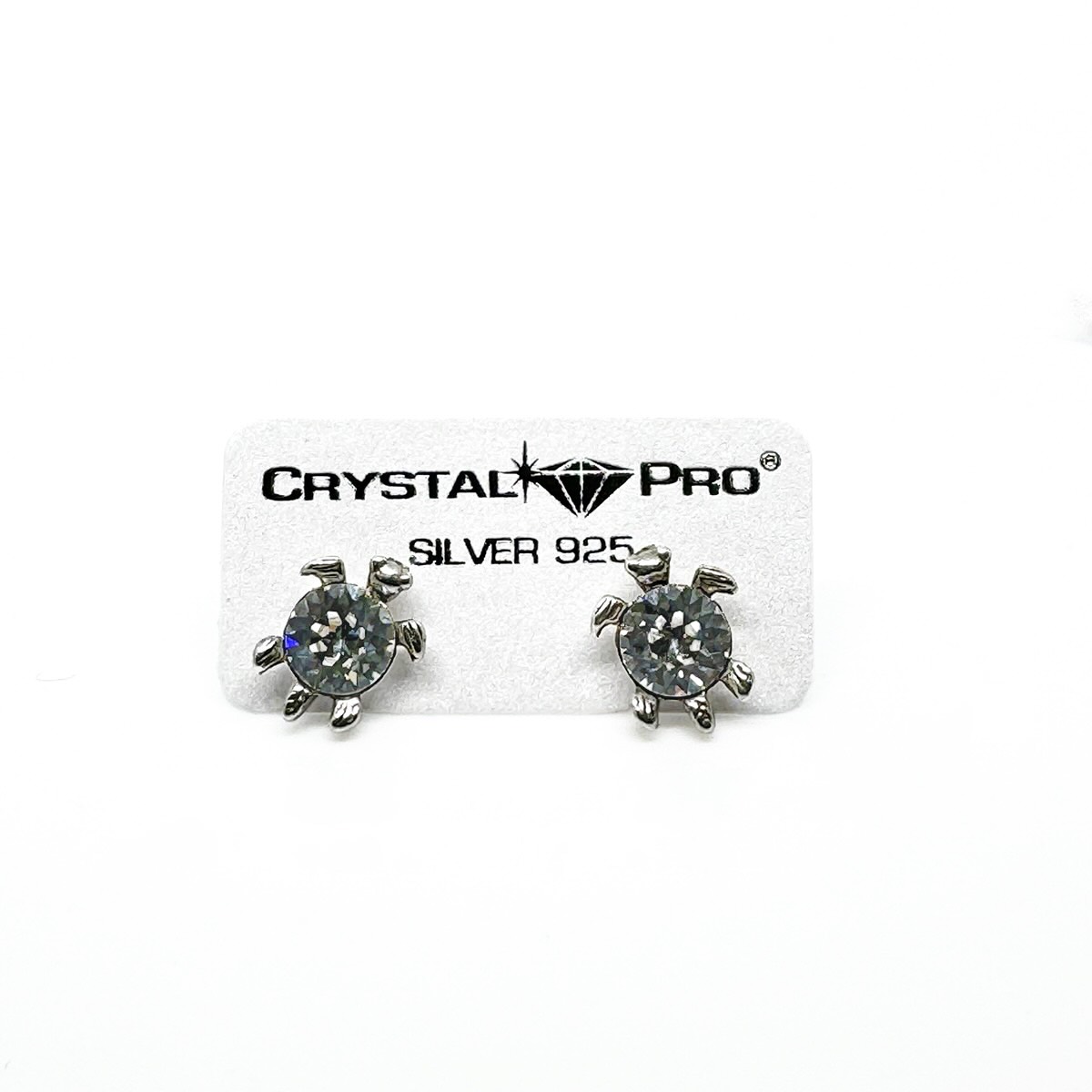 Сребърни обици винт Костенурка crystal