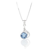 Art.No.aq108839vskvd015- Елегантно сребърно колие с австрийски кристал aquamarine от 