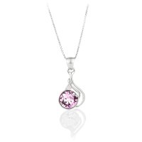 Art.No.lr108839vskvd015- Елегантно сребърно колие с австрийски кристал light rose от  