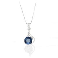 Art.No.metbl108839vskvd015- Елегантно сребърно колие с австрийски кристал metallic blue от  