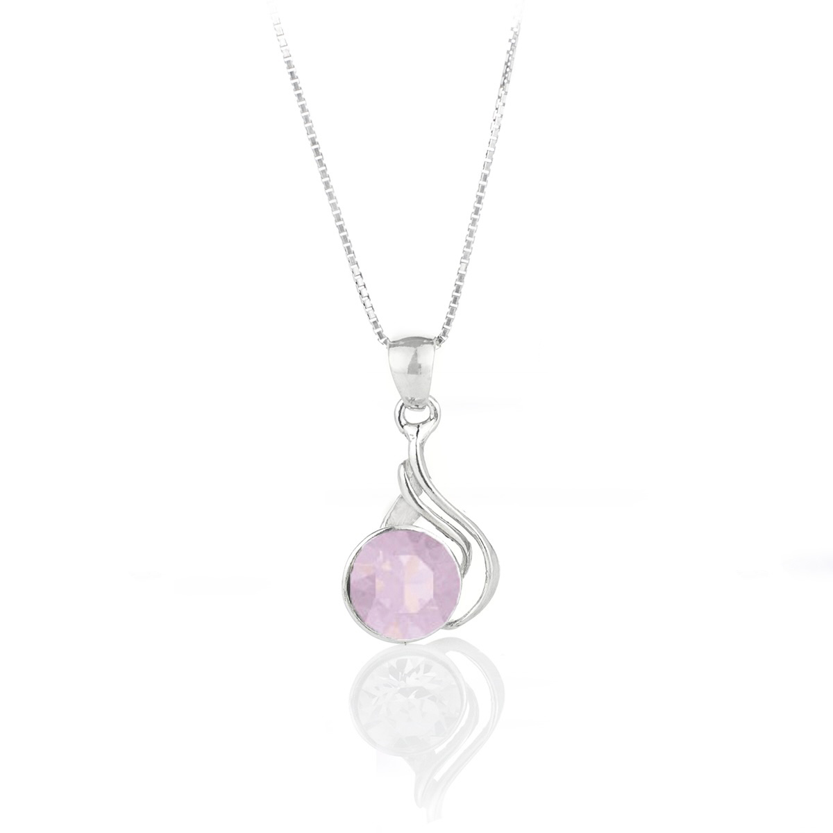 Елегантно сребърно колие с австрийски кристал rose water opal