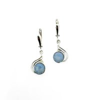 Art.No.abo108839dos- Елегантни сребърни обици с австрийски кристали air blue opal от  