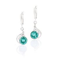 Art.No.blz108839dos- Елегантни сребърни обици с австрийски кристали blue zircon от  