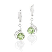Art.No.chr108839dos- Елегантни сребърни обици с австрийски кристали chrysolite от  