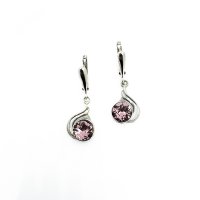 Art.No.lr108839dos- Елегантни сребърни обици с австрийски кристали light rose от  