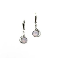 Art.No.rwo108839dos- Елегантни сребърни обици с австрийски кристали rose water opal от  