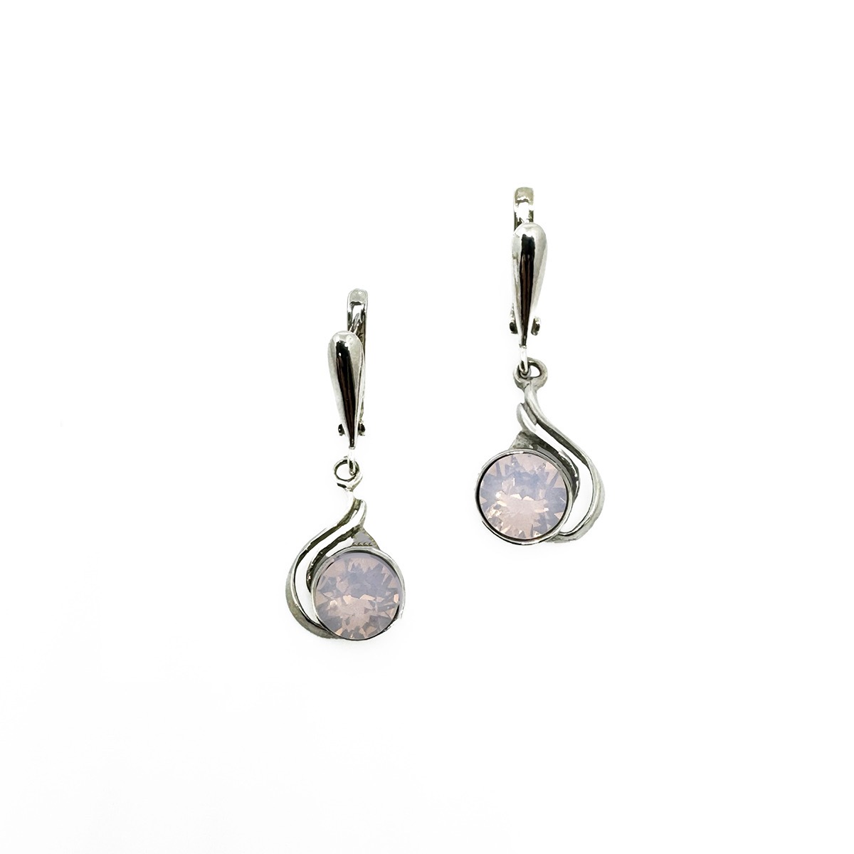 Елегантни сребърни обици с австрийски кристали rose water opal
