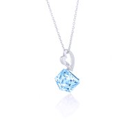 Art.No.aq48416vsfzd025- Сребърно колие с кристал Кубче 6мм aquamarine  от  
