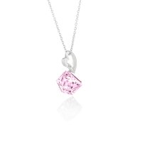 Art.No.lr48416vsfzd025- Сребърно колие с кристал Кубче 6мм light rose от  
