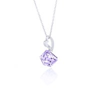 Art.No.v48416vsfzd025- Сребърно колие с кристал Кубче 6мм violet от  