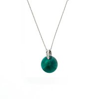 Art.No.em642812sfzd025- Сребърно кристално колие Кръгче 12мм emerald от  