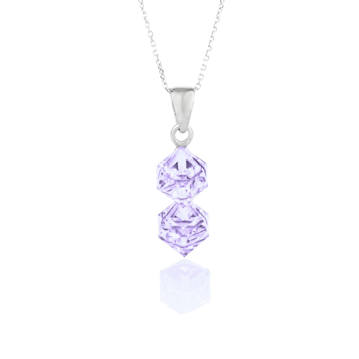 Сребърно колие Двойно кубче violet