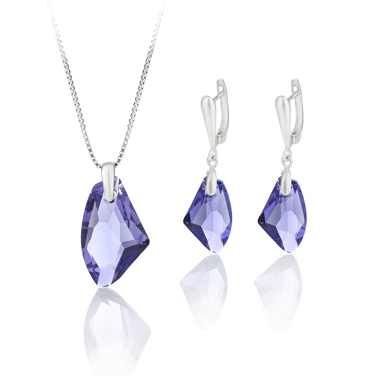 Сребърен комплект с кристали Галактик tanzanite