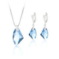 Art.No.aq66562719skvd022- Сребърен комплект с кристали Галактик aquamarine от  