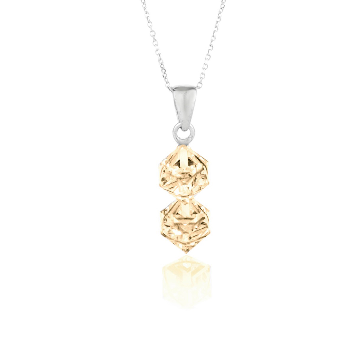 Сребърно колие Двойно кубче golden shadow