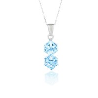 Art.No.aq48416doublesfzd025- Сребърно колие Двойно кубче aquamarine  от  