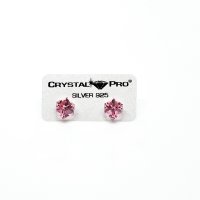 Art.No.lr48416ovs- Сребърни обици винт с австрийски кристали Кубче 6мм light rose от  